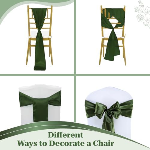 MDS® Pack of 100 Satin Chair Sashes for Wedding & Events – Olive Green - Image 4