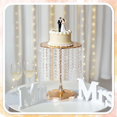Metal Mirror Cake Stand Set with Crystal Pendants - Elegant Dessert Table Display for Weddings, Birthday Parties, Baby Showers, Events - Sturdy Crystal Bling Cupcake Stands for Pastries, Sweets, Decorations (Gold, Set of 6) - Image 5