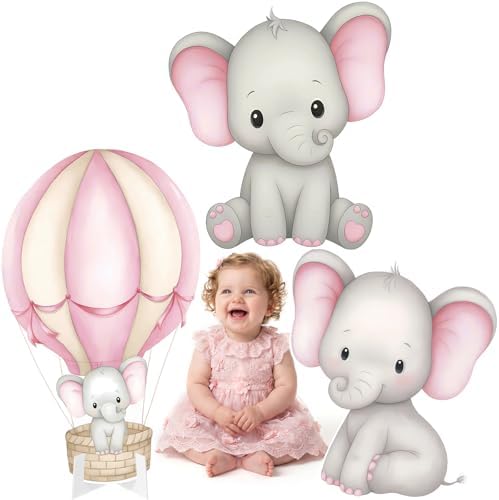 3 Pcs Pink Elephant Baby Shower Birthday Decorations Large Cutouts Gender Reveal Sign 1st Birthday Party Centerpieces for Baby Shower Party Supplies Photo Booth Props Backdrops Decor by Unknown