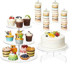 Pinkunn 6 Pcs Acrylic Cake Stand Set, 3-Tier Tower with Donut Holders by Pinkunn