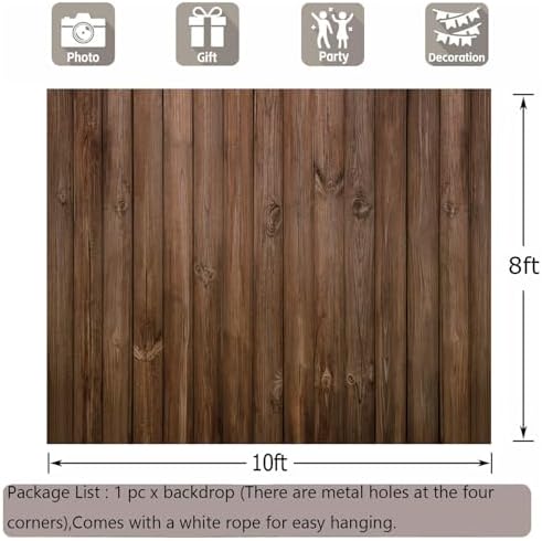 Wood Backdrop 10x8ft Fabric Brown Rustic Wooden Board Floor Wall Photo Background Polyester Baby Shower Birthday Wedding Banner Country Western Cowboy Themed Party Decorations Photoshoot - Image 4
