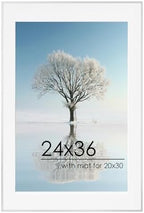 24x36 Metal Picture Frame For Wall With Mat For 20x30, 24''x36'' Aluminum Photo Frames With Tempered Glass For Home Decor, Minimalist Modern Poster Frame Horizontal And Vertical Formats, Silver by FLYJOE
