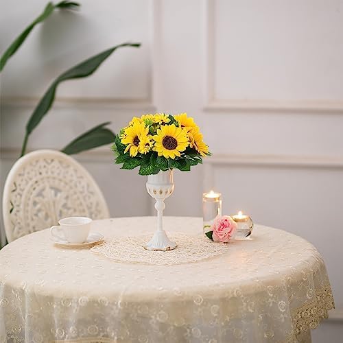 BLOSMON Sunflowers Artificial Flowers Ball - 10 Pcs Fake Yellow Sunflower Flowers CenterPieces Decoration for Wedding Table - Silk Kissing Floral Arrangements for Home Party Event DIY Decor - Image 4
