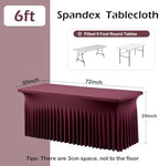 2 pk Burgundy Spandex Tablecloth 6ft with Ruffled Tables,Wrinkle Free High-Stretch Fitted Table Cloths for 6 Foot Rectangle Tables,Elastic Maroon Spandex Table Covers 6 ft for Weddings Banquet Dinning - Image 4