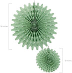Fun Express Sage Green Hanging Tissue Paper Fans - 12 Piece - Image 2