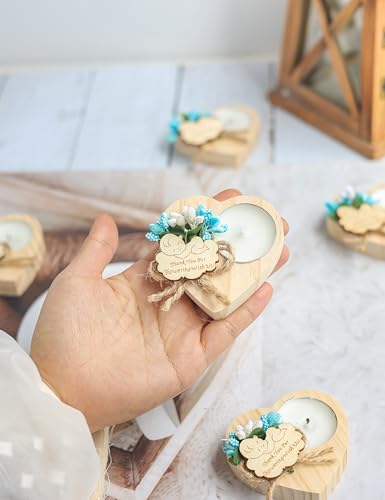 50 Piece Wooden Candle Holders, Baby Shower Party Favors for Boy,Baptism Candle Favors,Baby Christening Favors for Guests. (Blue) - Image 7
