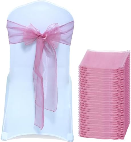 MDS Pack of 75 Organza Chair Sashes for Wedding & Event Décor – Dusty Pink by MDS
