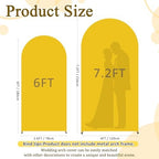 FOTSHARER Gold Arch Cover Set of 2 Wedding Arch Stand Cover Spandex Arch Cover Backdrop Fabric 6FT 7.2FT Chiara Round Top Fitted Arch Cover Stretchy Backdrop Arched Wall Frame Cover for Party Decor - Image 3