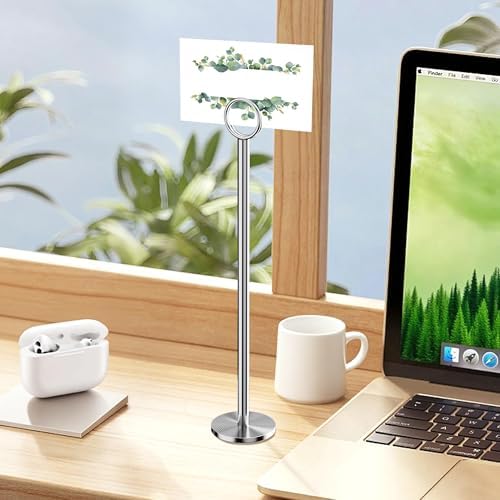 Urban Deco 12PK Table Number Holders Place Card Holders 12 Inch Table Card Holders Steel Card Holders for Photos, Food Signs, Memo Notes, Weddings, Restaurants, Birthdays (Silver) - Image 6