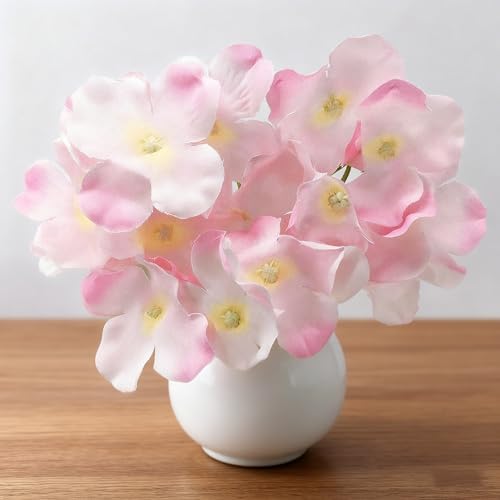 WEISPARK 100PCS Artificial Hydrangea Flowers, Fake Flowers Silk Hydrangea Full Flowers Heads with Stems for Wedding Home Party Shop Baby Shower Decor (Baby Pink) - Image 4