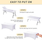 Fixwal 10 Pack 6FT White Tablecloth Rectangle Spandex Fitted Table Cover - Image 4