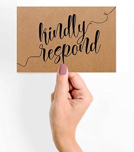 RSVP Postcards (Set of 50) 4"X6" Blank with Mailing Side,RSVP Reply Response Cards for Wedding Rustic Kraft Script Style Print Return Cards - Image 2
