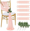 QueenDream Blush Sashes Wedding Decorations: 50PCS Tulle Chair Cover Bands Aisle Sheer Chair Bows for Birthday Party Banquet by QueenDream