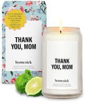Homesick Thank You Mom Candle – 13.75 oz Scented Candle in Sage Sandalwood Soy Wax Blend, Non-Toxic, 80 Hr Burn with Organic Cotton Wick, Reusable Jar – Best Wedding & Engagement Gifts for Couples by Homesick