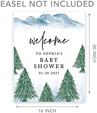 Andaz Press Custom Large Baby Shower Welcome Sign, 16" x 20", Winter Woodland Forest Personalized Canvas Welcome Sign, Signage Gender-Neutral Canvas Sign for Baby Sprinkle, Baby Shower Decorations - Image 5
