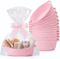 Pink 12 Set Small Woven Gift Basket with Gift Bags Ribbons Empty Gifts Baskets Woven Rope Storage Basket with Handles for Birthday Baby Shower Nursery Toy Organizer 9.1"x 5.1" x 2.8" by Yiyiring