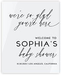 Andaz Press 16"X20" White Personalized Acrylic Baby Shower Sign, Baby Shower Welcome Sign, Gender Neutral Modern Large Customized Baby Shower Sign For Easel Stand, Baby Shower Acrylic Sign by AndazPress