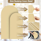 Khaki Arch Backdrop Cover 2 Set - 6.6FT, 5FT Spandex Fitted Wedding Arch Stand Covers Round Top Chiara Arch Backdrop Stands Cover for Birthday Parties Banquet Photo Background Decoration - Image 3