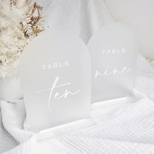 Frosted Arch Acrylic Wedding Table Numbers 1-15 with Stands - Image 7