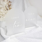 Frosted Arch Acrylic Wedding Table Numbers 1-10 with Stands - Image 7