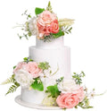TINGE TIME 3Pcs Pre-made Cake Toppers，Silk Artificial Flowers Decor，Cake Decorations for Weddings, Birthdays, Party,Baby Shower,Celebration (PeachPink&White) by TINGETIME