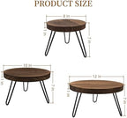 Set of 3 Wooden Cake Stand - 8 10 12 Inch Cake Pedestal with Metal Legs - Image 2