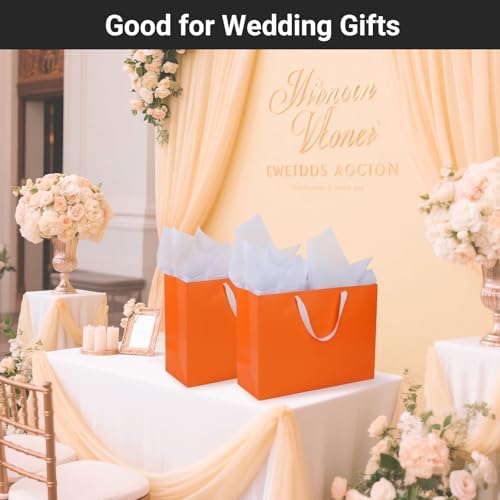 EUSOAR Orange Gift Bags, 25pcs 16"x6"x12" Thank You Bridal Party Present Wrap Bags Bulk, Merchandise Retail Shopping Wrapping Paper Bag with Handle for Business Craft Grocery Wedding Birthday Favor - Image 6