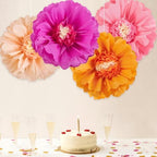 SUNBEAUTY 20inch Giant Hot Pink Orange Tissue Paper Flowers - 4 PCS Large Crepe Tissue Fiesta Flowers Spring Summer DIY Craft for Birthday Wedding Backdrop Bridal Baby Shower Nursery Wall Decorations - Image 6