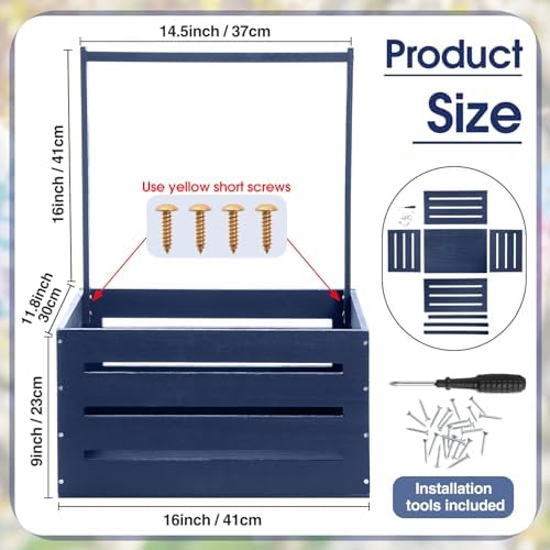 Suzile Baby Shower Crate Wooden Closet Baby Basket Gift,Navy Blue - Image 3