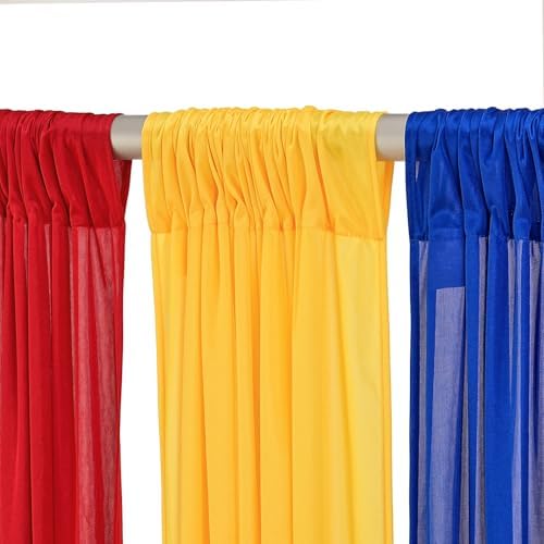 Party Backdrop Curtain 15ftx10ft - Red Yellow Blue Satin Drapes - Image 4