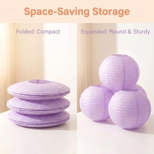 16 inch Chinese Lanterns Large Paper Lanterns Lavender 5 Packs (Purple, 16 inch) - Image 7