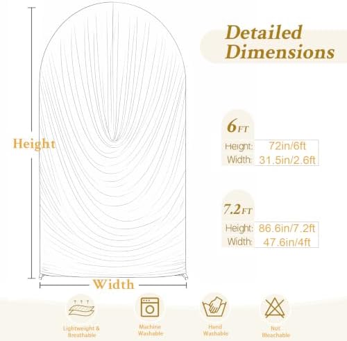 Beige Wedding Arch Backdrop Cover 7.2ft and 6ft Draped Arch Covers Stretchy Backdrop Spandex Balloon Arch Covers for Bridal Shower Baby Shower Engagement Photography Birthday Party Decorations - Image 6