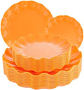 LIYH 24 Orange Plastic Plates Reusable for Thanksgiving Halloween 12 Guests by LIYHLoveinyourheart