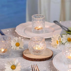 DARJEN Clear Votive Candle Holders Set of 24- Round Glass Candle Holders Bulk for Tea Light Candle, Embossed Candle Votives for Wedding Centerpiece, Various Parties & Home Decor (Pack of 4) - Image 2