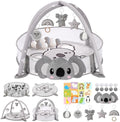 7-in-1 XL Large Baby Play Gym Mat, Tummy Time Mat, Baby Gym & Ball Pit, Baby Activity Mat with Milestone Cards & 6 Detachable Toys for Sensory Motor Skill, Grey Koala by Unknown