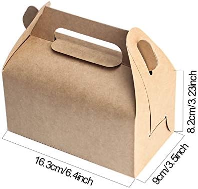 HOZEON 100 PCS Kraft Gable Treat Boxes, 6.4 x 3.5 x 3.2 Inches Strong and Durable Gable Boxes, Recycled Party Candy Treat Boxes for Birthday Party, Wedding, Baby Shower - Image 2