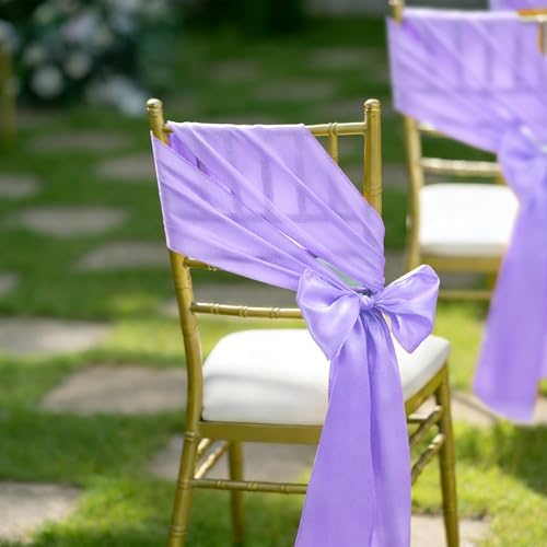 fani Lavender Satin Chair Straps Bows,60 PCS 7x108 Inch,Chair Sash - Image 6