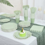 350 Pcs Sage Green Paper Plates and Napkins Disposable Tableware Serve 50 - Image 4