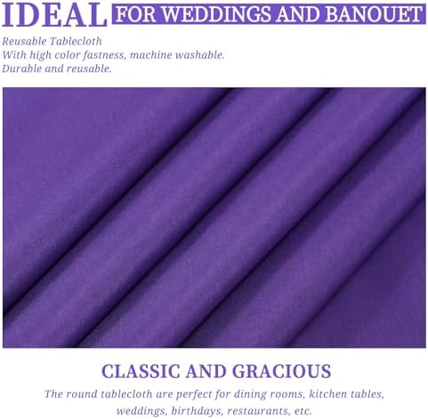 Showgeous 90 Inch Purple Round Tablecloths, Polyester Table Covers - Image 5