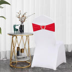 Red Chair Sashes for Wedding 100 Pack Spandex Red Sashes for Chairs Covers Stretch Chair Sahes Band with Heart Buckle Slider Universal Wedding Sashes Bows for Banquet Party Decorations - Image 3