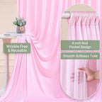 Baby Pink Tulle Backdrop Curtain for Parties Wedding,5ft x 10ft Wrinkle Free Curtain Backdrop,2 Layer Drapes for Backdrop,Polyester Back Drop for Bridal Shower Birthday Baby Shower Photography - Image 6