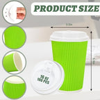 Whaline 100 Pcs Neon Color Disposable Coffee Cups with Lids 16 Oz Fluorescent Color Paper Cups Corrugated Ripple Wall Insulated Hot Cup for Home Office Party Supplies - Image 2
