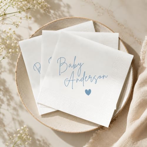 Personalized Baby Shower Napkins, Luncheon or Dinner Napkins, Custom Name Party Decor, Gifts Decorations for Baby Boy Girl, Gender Reveal Party Supplies #1 by CoolsLove
