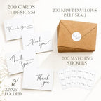 Gueevin 200 Pcs White Thank You Cards with Envelopes and Stickers Bulk - Image 2