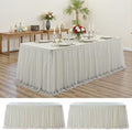 Ivory Tulle Tablecloth for 8 FT Rectangle Tables 2-Pack, Ideal for Weddings by PartyVillage