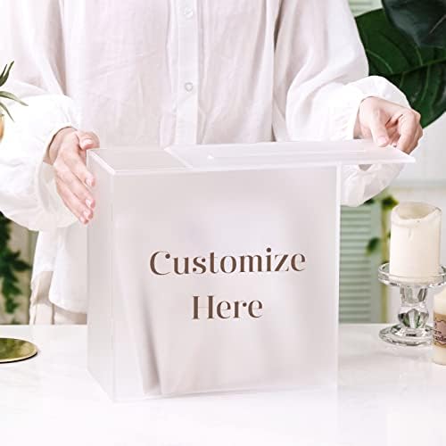 UNIQOOO Frosted Acrylic Wedding Card Box with Slot, Thick DIY Large 10x10x5.5 inch w/No Print, Wedding Receptions Wishing Well Money Box, Birthday, Memory Box, Suggestion Boxes, Acrylic Ballot Box - Image 4