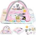 Baby Play Mat Activity Gym, 6 Developmental Zones Tummy Time Mat, 6 Detachable Sensory Toys and Educational Cards, Essential Baby Shower Set, Pink Koala by Unknown