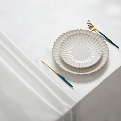 6 Pack Satin Table Cover Rectangle, Off White, 60 x 120 Inches - Image 2