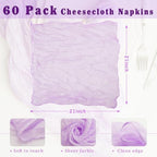 60 Pack Lilac Cloth Napkins 21x21 Inches Lilac Cheesecloth Napkins Set of 60 Washable Dinner Table Napkins for Wedding Bridal Baby Shower Rustic Boho Cotton Gauze Family Gathering Table Decor - Image 3