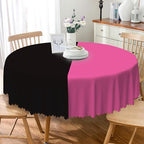 Hot Pink and Black Round Tablecloth 70 Inch Patchwork Circular Table Cloth Waterproof and Stain Resistant Fabric Table Cover for Dinner Graduation Wedding Birthday Party Decorations by TTQYFNM